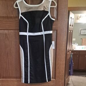 Worthington Black and Beige Colorblock Sheath Dress